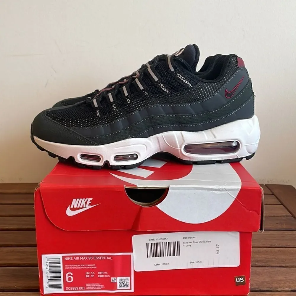 Nike Air Max 95 Essential Anthracite Team Red Men6/Women 7.5(DQ3982-001)MSRP$175